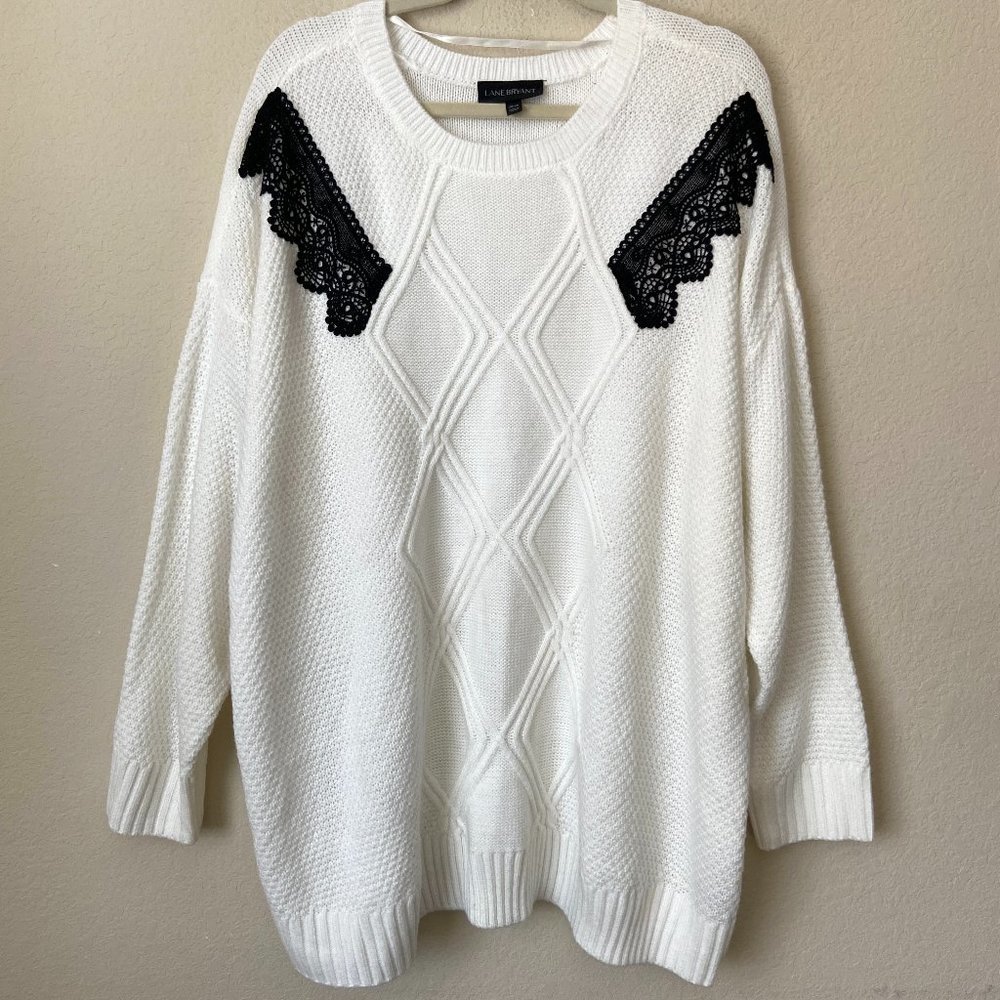 Lane Bryant 26/28 Lace Detail Boho Textured Sweater